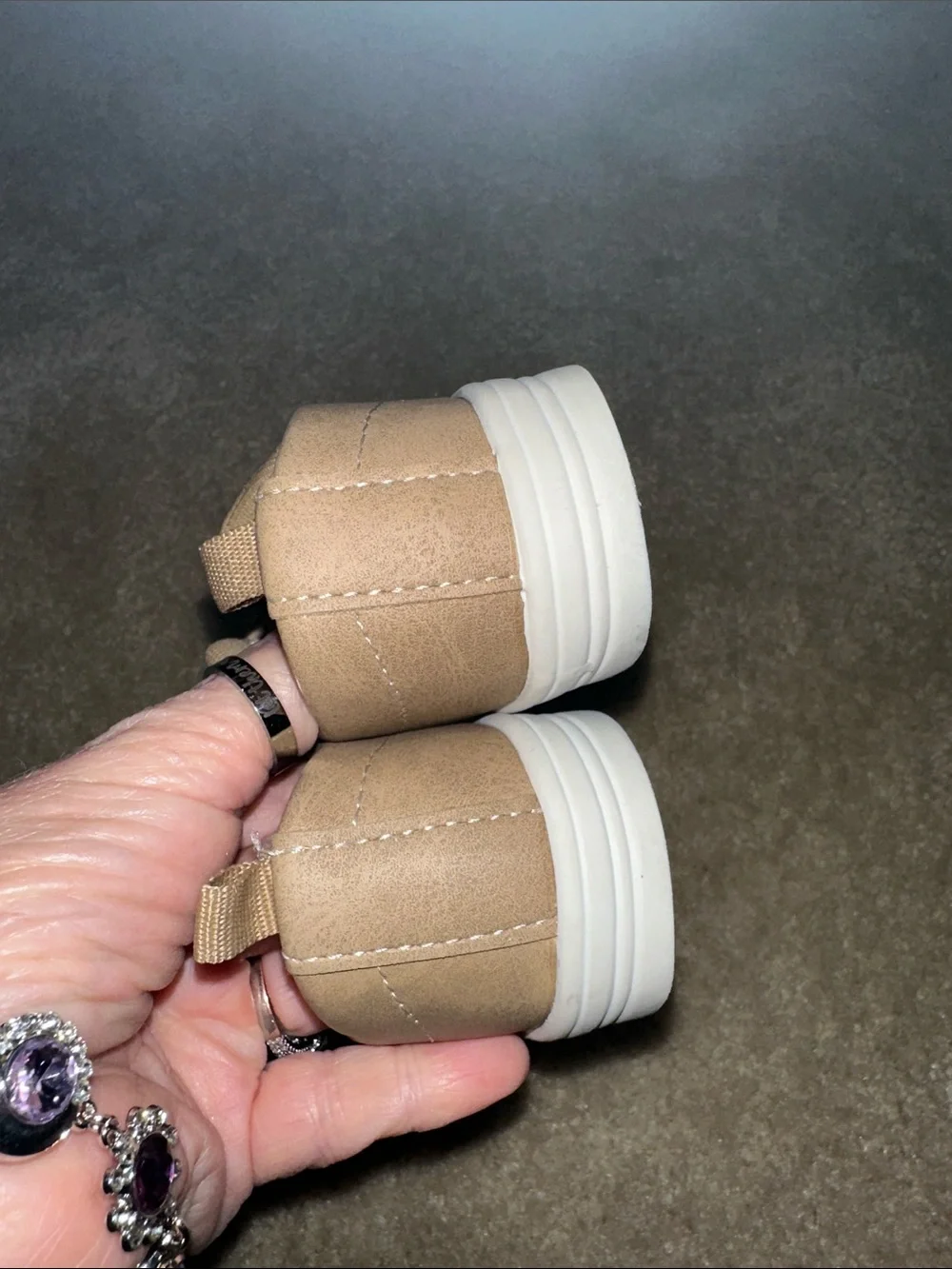OshKosh B'gosh Little Kids Tan Faux-Leather Lace Sneakers